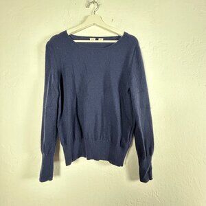 Gap Womens Cashmere Sweater XL Navy Blue Long Sleeve Pullover Casual Cozy Soft